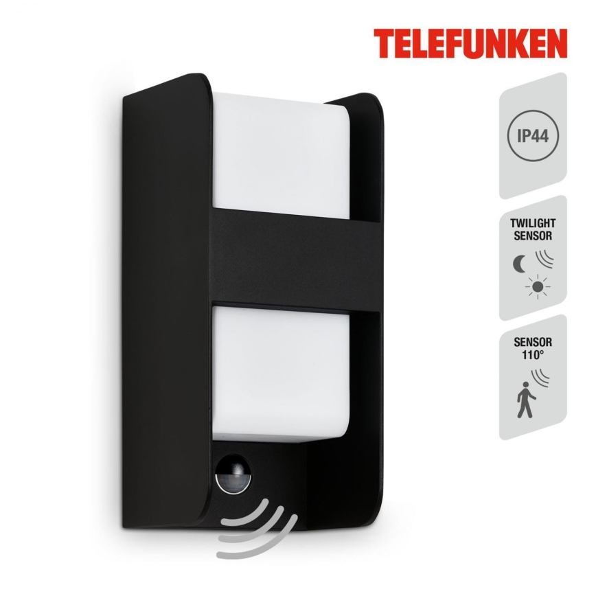 Telefunken 321105TF - Iluminação de parede exterior com sensor 1xE27/12W/230V IP44 preto