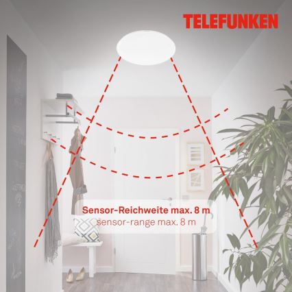 Telefunken 601306TF - Iluminação para teto de casa de banho LED com sensor LED/20W/230V IP44 diâmetro 40 cm