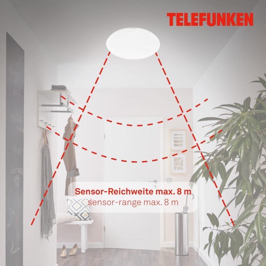 Telefunken 601306TF - Iluminação para teto de casa de banho LED com sensor LED/20W/230V IP44 diâmetro 40 cm