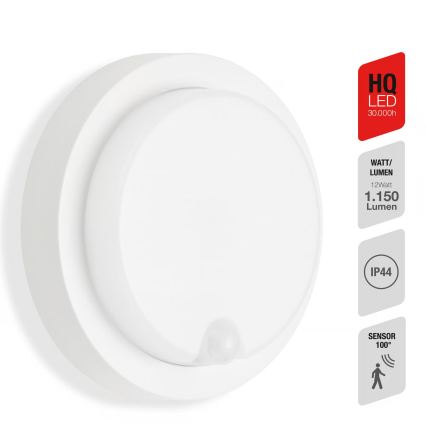 Telefunken - Candeeiro de parede LED exterior com sensor de crepúsculo e de movimento LED/12W/230V IP44 branco