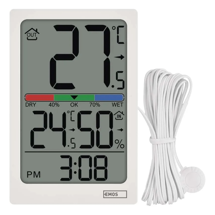 Termómetro digital com higrómetro 2x AAA branco