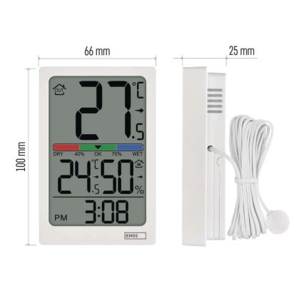 Termómetro digital com higrómetro 2x AAA branco