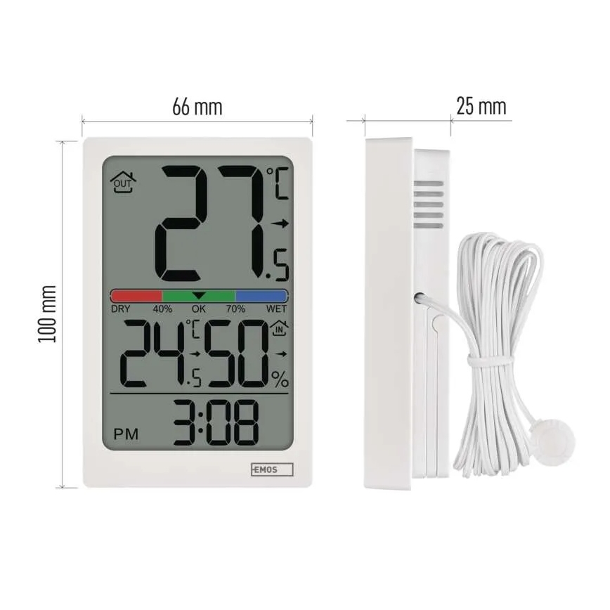 Termómetro digital com higrómetro 2x AAA branco
