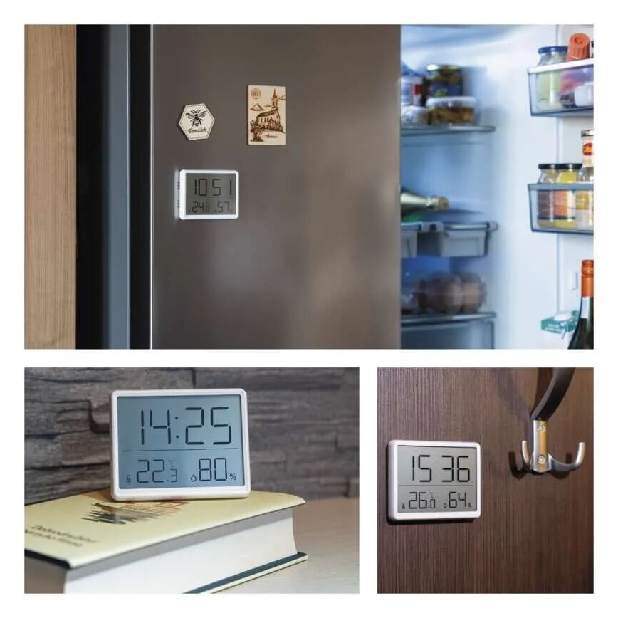 Termómetro sem fios com medidor de humidade 1xCR2032 branco