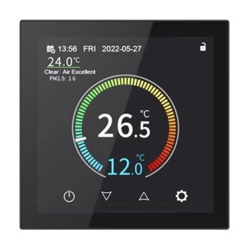 Termostato para instalação embutida 230V preto Wi‑Fi Tuya