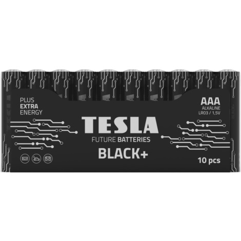 Tesla Batteries - 10 pçs Pilha alcalina AAA BLACK+ 1,5V