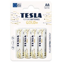 Tesla Batteries - 4 pçs Pilha alcalina AA GOLD+ 1,5V