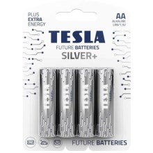 Tesla Batteries - 4 pçs Pilha alcalina AA SILVER+ 1,5V