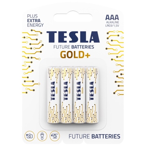 Tesla Batteries - 4 pçs Pilha alcalina AAA GOLD+ 1,5V