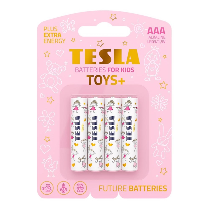Tesla Batteries - 4 Pilhas alcalina AAA TOYS+ 1,5V 1300 mAh