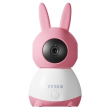 Tesla - Câmera inteligente 360 Baby Full HD 1080p 5V Wi-Fi rosa