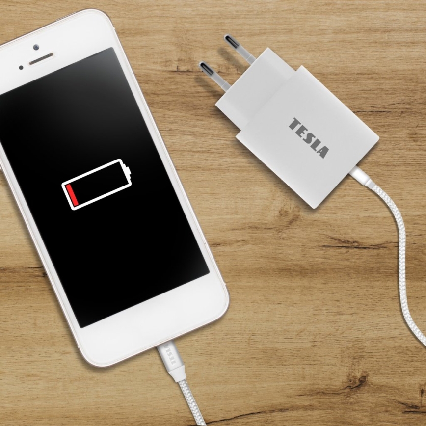 TESLA Electronics - Adaptador de carregamento rápido Power Delivery 20W branco