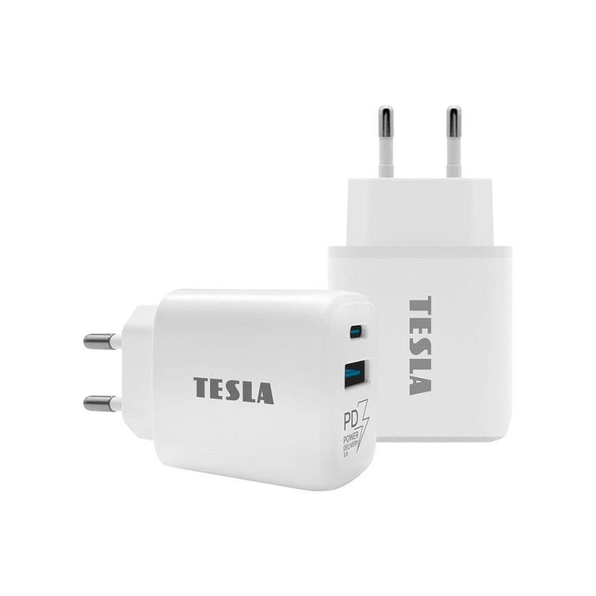 TESLA Electronics - Adaptador de carregamento rápido Power Delivery 25W branco