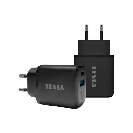 TESLA Electronics - Adaptador de carregamento rápido Power Delivery 25W preto