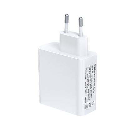 TESLA Electronics - Adaptador de carregamento USB-C 3em1 65W branco