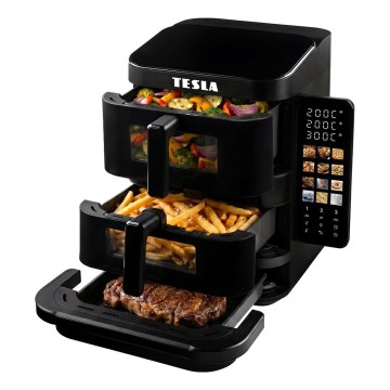 TESLA Electronics AirCook - Fritadeira de ar quente com 3 zonas 14,5 l 2800 W/230 V preta