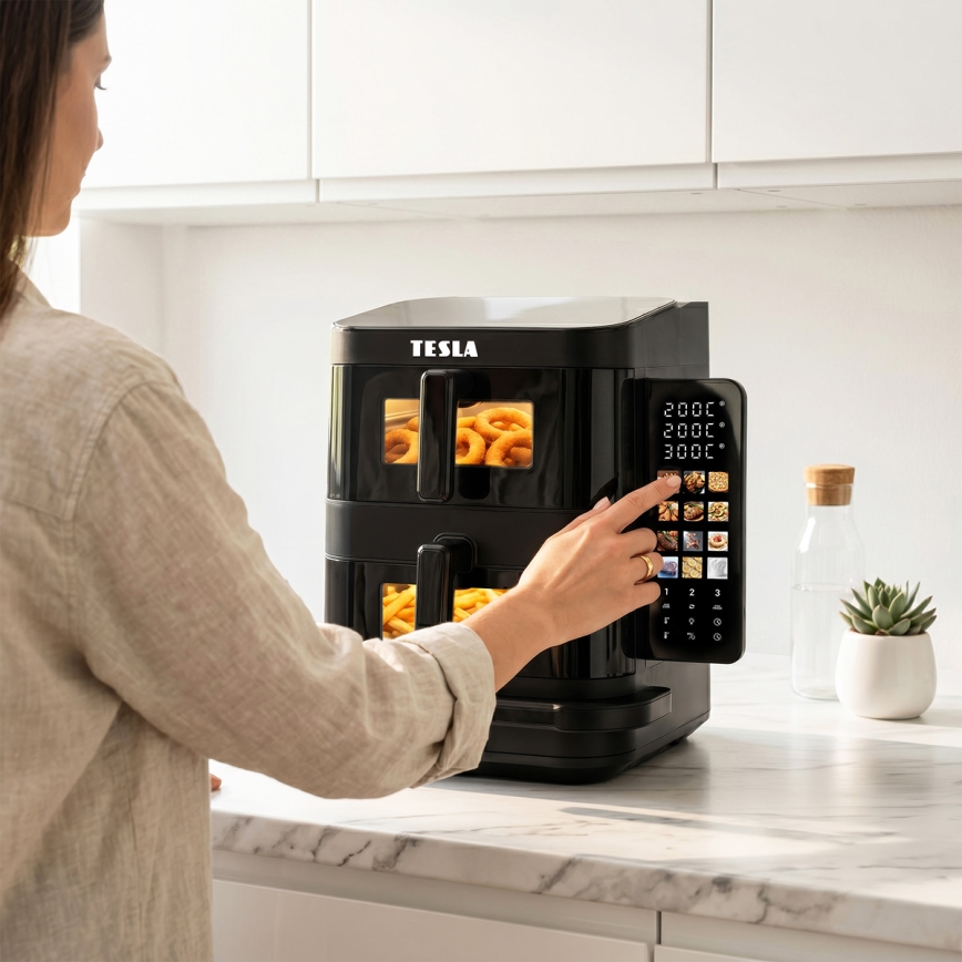 TESLA Electronics AirCook - Fritadeira de ar quente com 3 zonas 14,5 l 2800 W/230 V preta