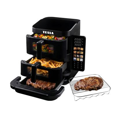TESLA Electronics AirCook - Fritadeira de ar quente com 3 zonas 14,5 l 2800 W/230 V preta