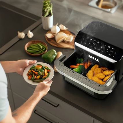 TESLA Electronics AirCook - Fritadeira elétrica multifuncional digital dupla de ar quente 10 l 2400W/230V