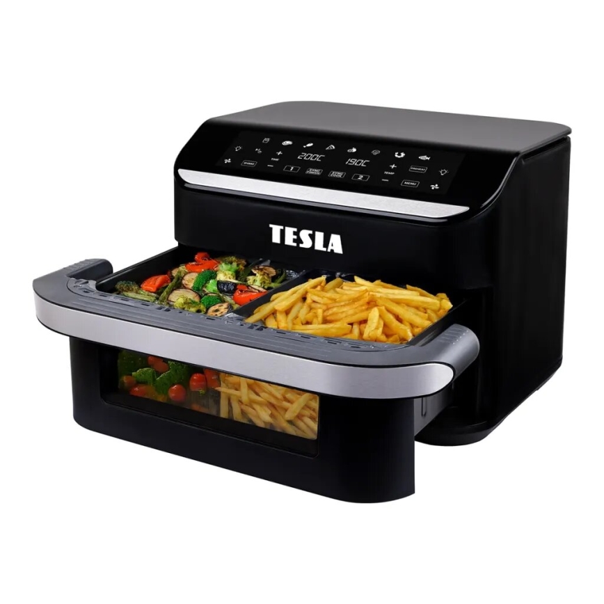 TESLA Electronics AirCook - Fritadeira elétrica multifuncional digital dupla de ar quente 10 l 2400W/230V