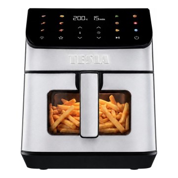 TESLA Electronics AirCook - Fritadeira elétrica de ar quente 6,5 L 2100 W/230 V, cromado fosco/preto
