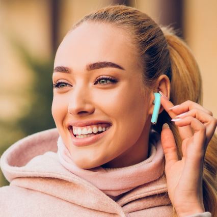 TESLA Electronics - Auscultadores sem fios 300 mAh + 2x 25 mAh IPX4 turquesa