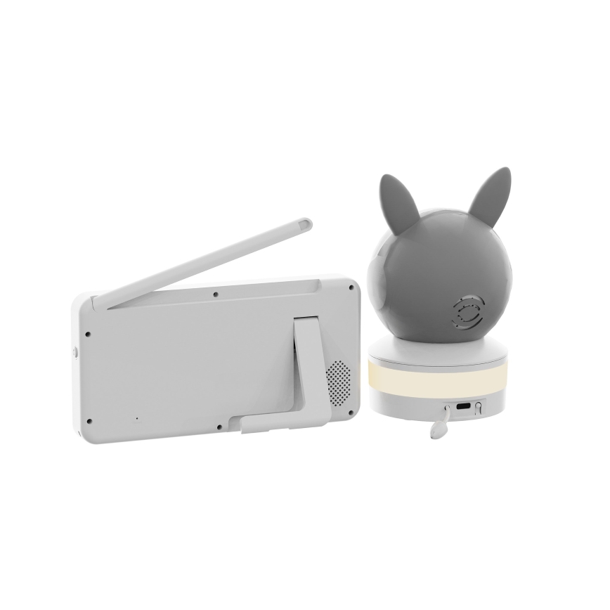 TESLA Electronics Bambino - Babá electrónica inteligente com monitor 4 MP, 2560p, 5V, 5000 mAh, Wi-Fi, Tuya, cinzento/branco