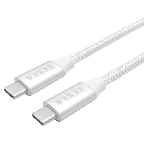 TESLA Electronics - Cabo USB USB-C 3.2 conector Power Delivery 1m 100W branco