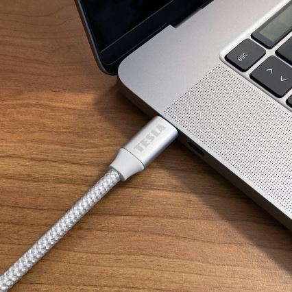 TESLA Electronics - Cabo USB USB-C 3.2 conector Power Delivery 1m 100W branco