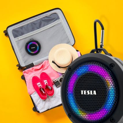 TESLA Electronics - Coluna sem fios LED RGB 5W/1200 mAh/3,7V IPX7 cinza