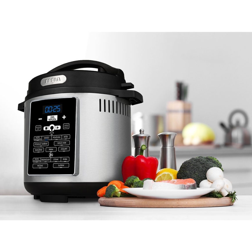 TESLA Electronics EliteCook - Panela de pressão elétrica multifuncional e fritadeira de ar quente 6 l 12em1 1500W/230V