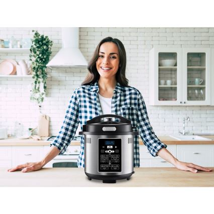 TESLA Electronics EliteCook - Panela de pressão elétrica multifuncional e fritadeira de ar quente 6 l 12em1 1500W/230V