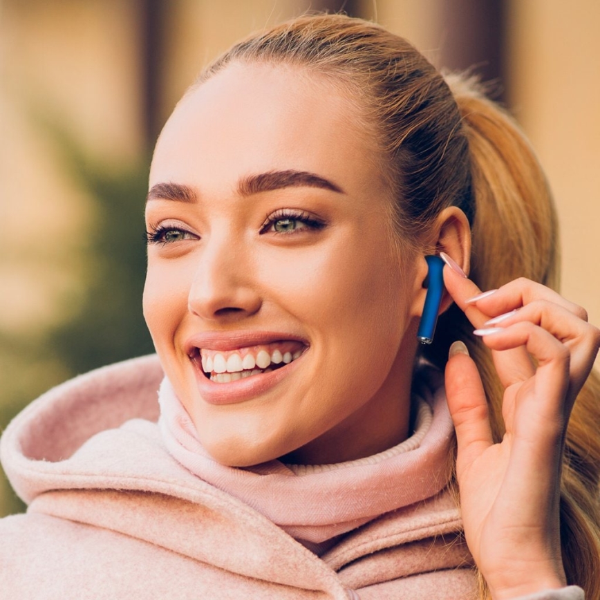 TESLA Electronics - Auscultadores sem fios 300 mAh + 2x 25 mAh IPX4 azul