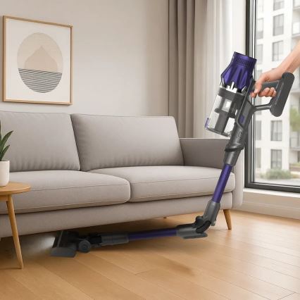 TESLA Electronics PureStar - Aspirador vertical sem fios flexível 2 em 1 250W/2200 mAh cinza/roxo