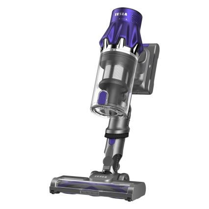 TESLA Electronics PureStar - Aspirador vertical sem fios flexível 2 em 1 250W/2200 mAh cinza/roxo
