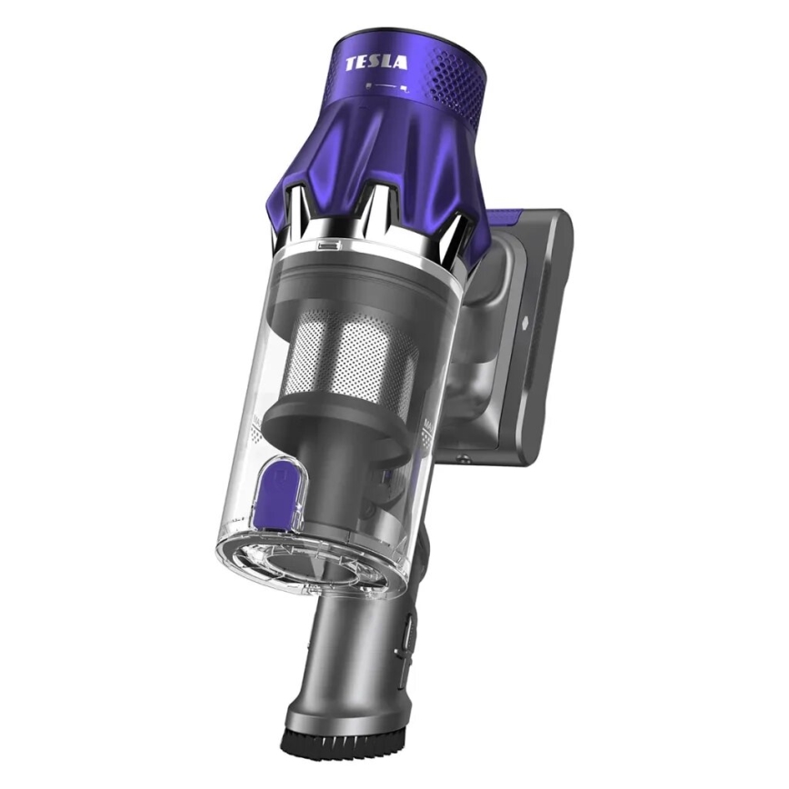 TESLA Electronics PureStar - Aspirador vertical sem fios flexível 2 em 1 250W/2200 mAh cinza/roxo