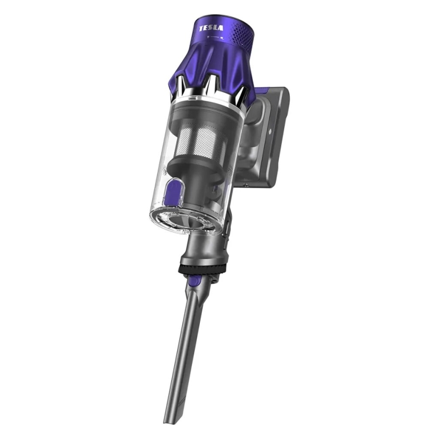 TESLA Electronics PureStar - Aspirador vertical sem fios flexível 2 em 1 250W/2200 mAh cinza/roxo