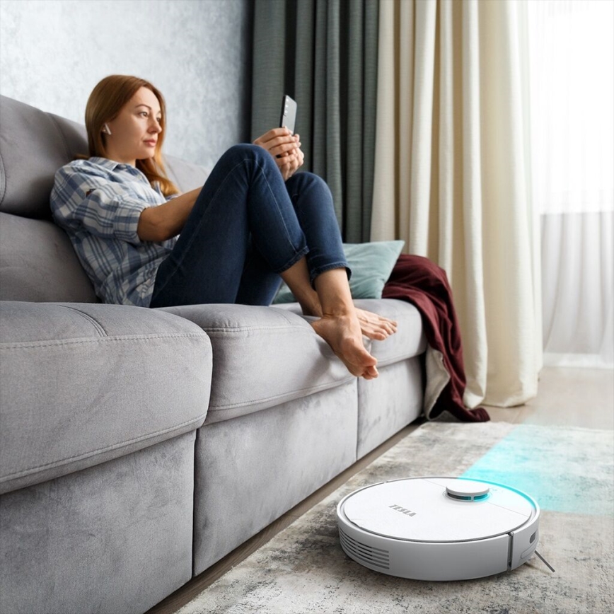 TESLA Electronics RoboStar - Aspirador robô inteligente 2 em 1 2550 mAh Wi-Fi branco