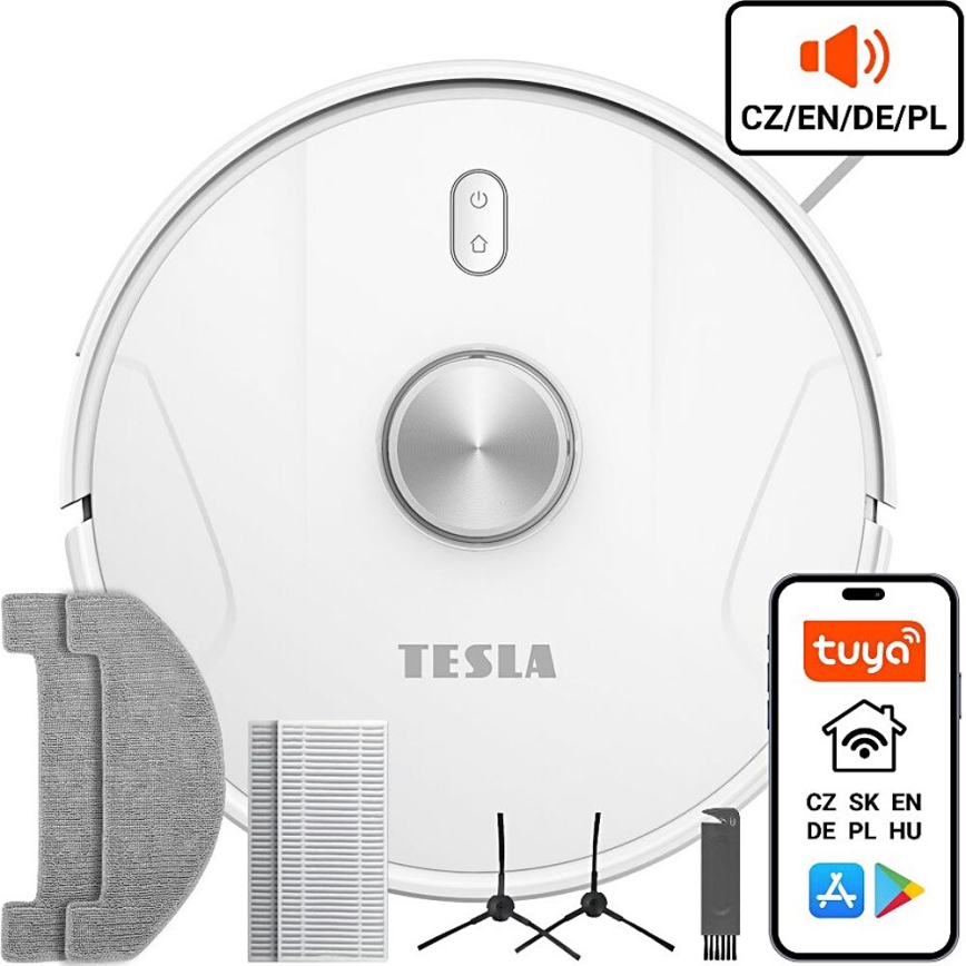 TESLA Electronics RoboStar - Aspirador robô inteligente 2 em 1 2600 mAh Wi-Fi branco