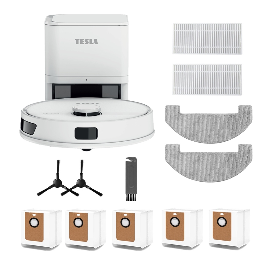 TESLA Electronics RoboStar - Aspirador robótico inteligente 3 em 1, 3200 mAh, Wi-Fi, branco