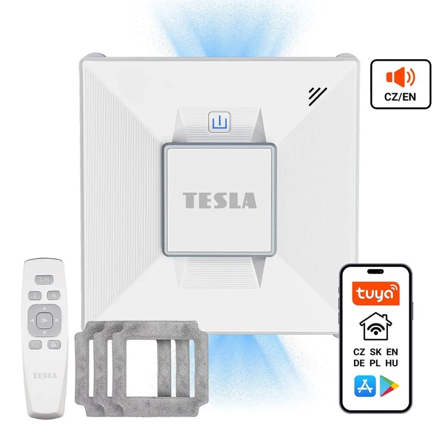 TESLA Electronics RoboStar - Aspirador de janelas inteligente com pulverização de água 72W/230V/650 mAh Wi-Fi + controlo remoto