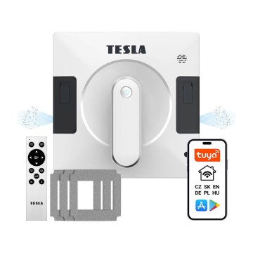 TESLA Electronics RoboStar - Limpador de janelas inteligente com pulverização dupla de água 72W/230V/500 mAh Wi-Fi + controlo remoto