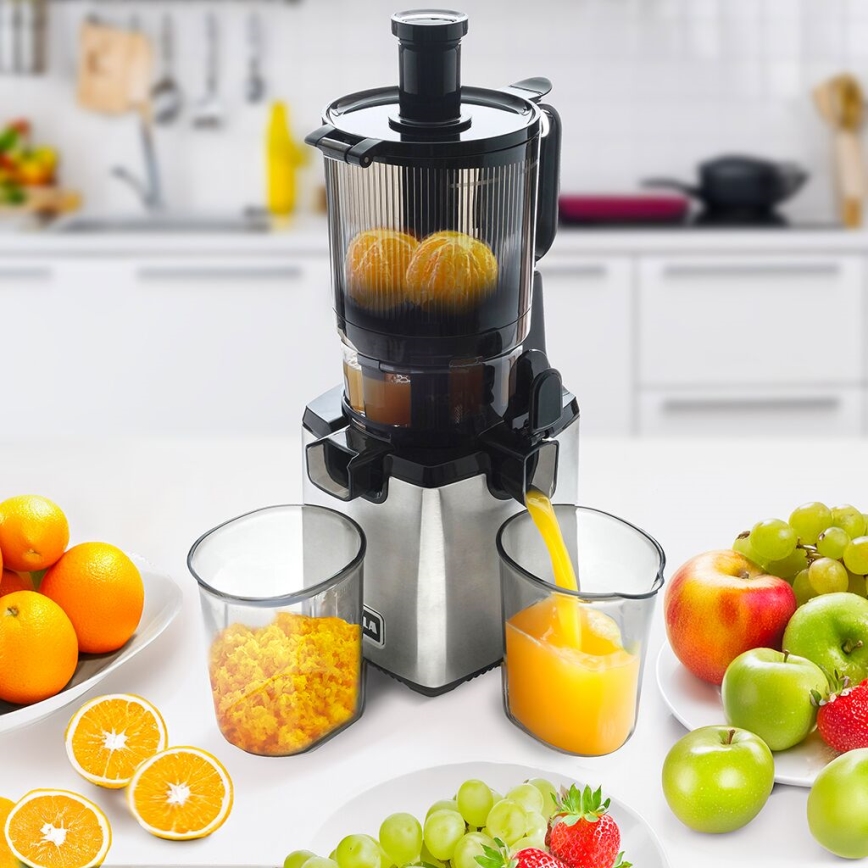 TESLA Electronics SlowJuicer Deluxe - Espremedor de baixa velocidade 250W/230V aço inoxidável/preto