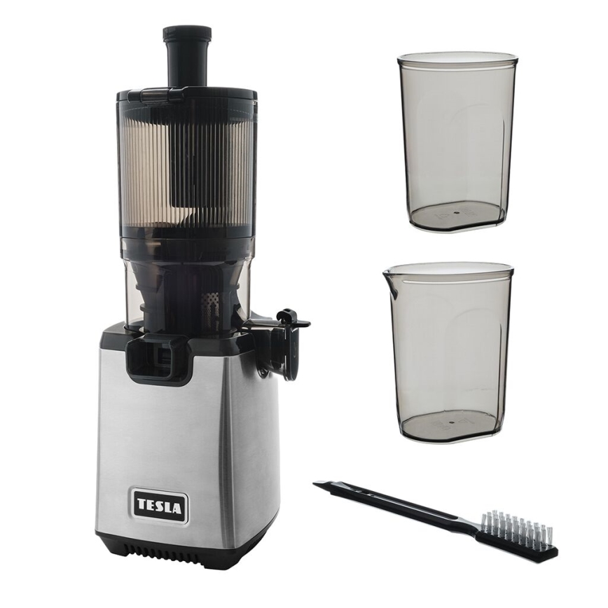 TESLA Electronics SlowJuicer Deluxe - Espremedor de baixa velocidade 250W/230V aço inoxidável/preto