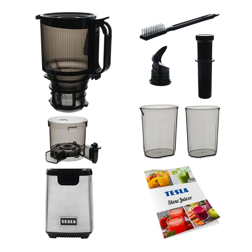 TESLA Electronics SlowJuicer Deluxe - Espremedor de baixa velocidade 250W/230V aço inoxidável/preto
