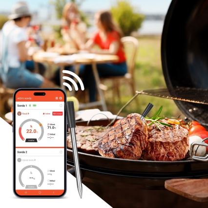 TESLA Electronics- Termómetro de carne inteligente com suporte de carregamento 0-300 °C 5V IP67