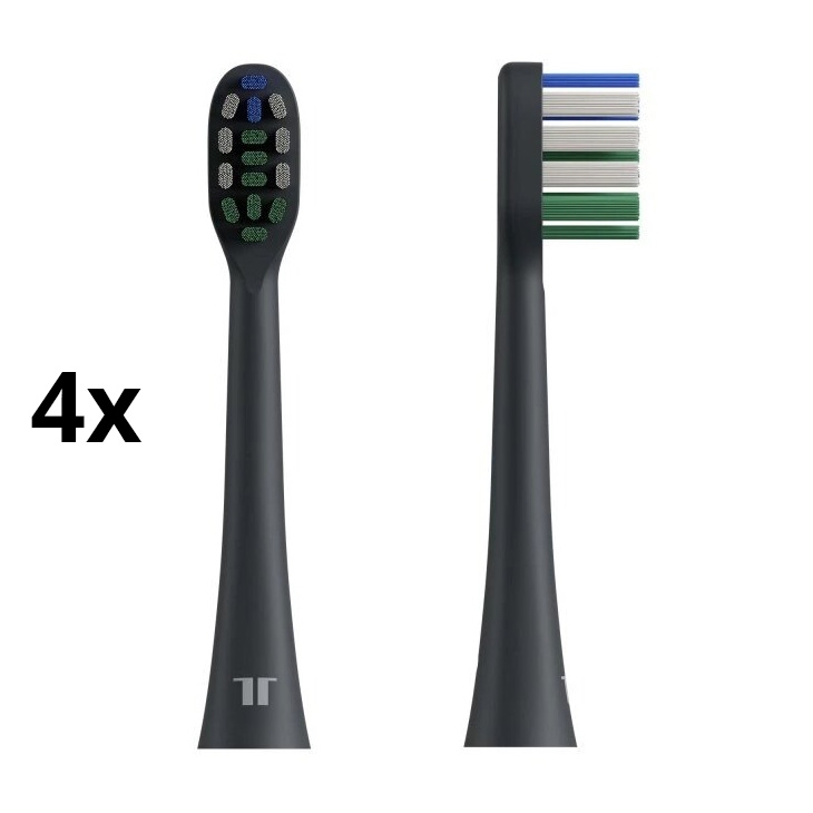 TESLA Smart - CONJUNTO de 4 cabeças de reposição para escova de dentes sônica TS400 preta