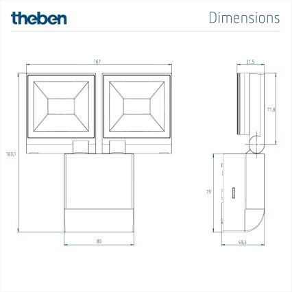 theben - Refletor de parede LED 2xLED/10W/230V branco IP55