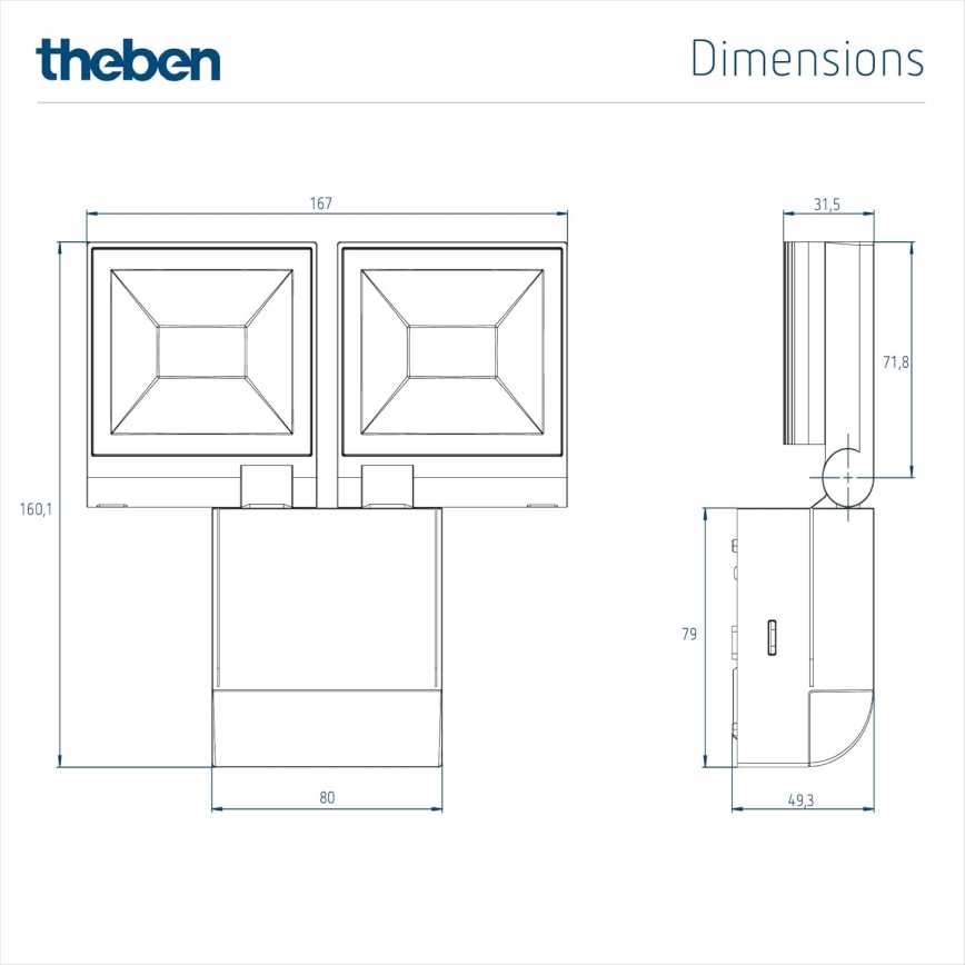 theben - Refletor de parede LED 2xLED/10W/230V branco IP55
