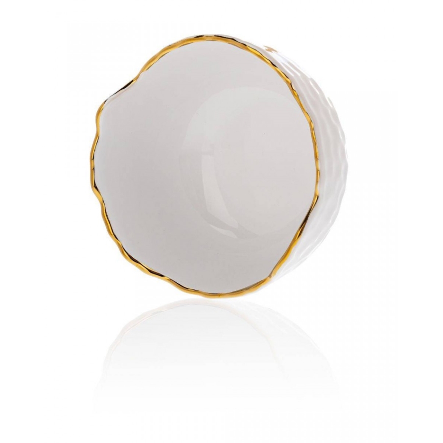 Tigela de cerâmica 13 cm creme/dourado